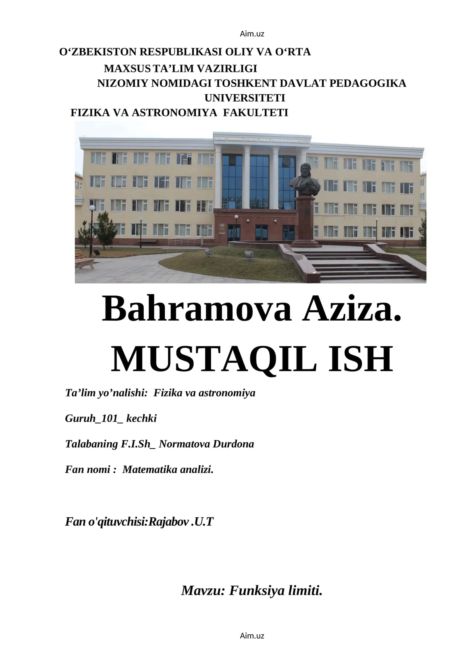 Funksiya limiti 1
