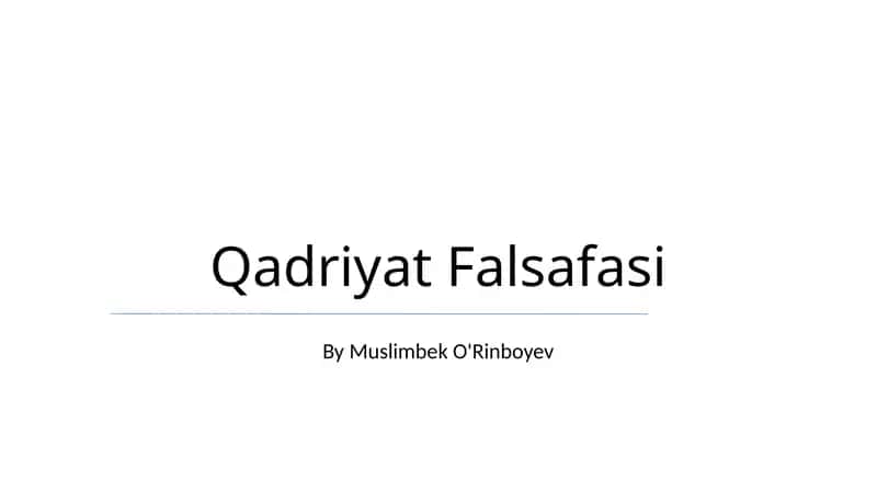 Qadriyat Falsafasi 1