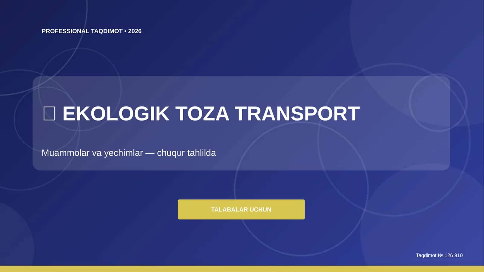 Ekologik Toza Transport: Muammolar va Yechimlar 1