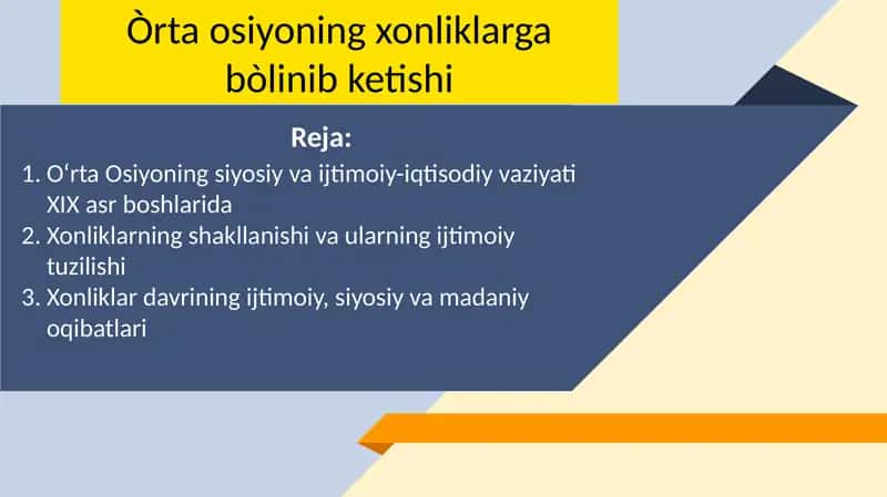 Òrta osiyoning xonliklarga bòlinib ketishi 1