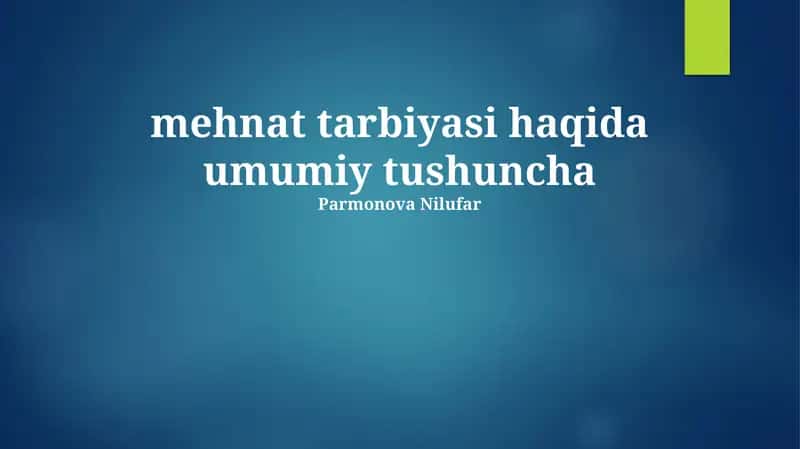 Mehnat Ta'limi 1