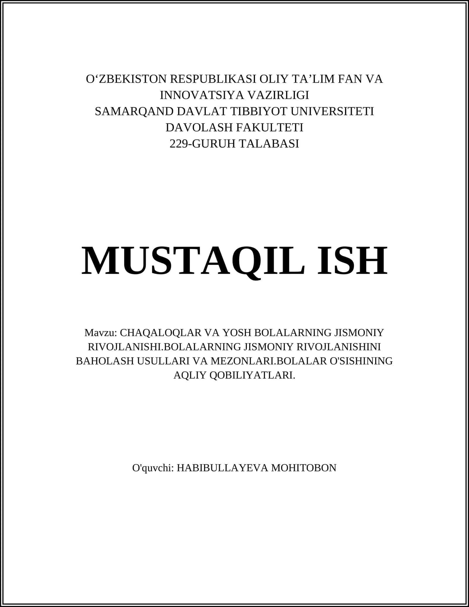 CHAQALOQLAR VA YOSH BOLALARNING JISMONIY RIVOJLANISHI 1