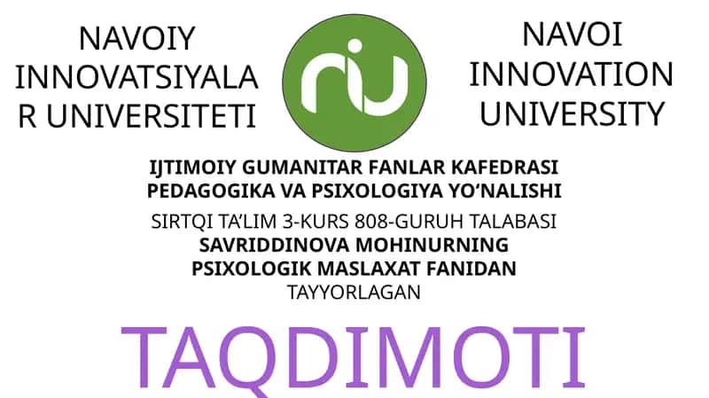 PSIXOLOGIK MASLAXAT FANIDAN TAQDIMOTI 1