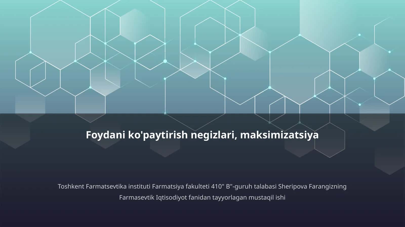 Foydani ko'paytirish negizlari, maksimizatsiya 1