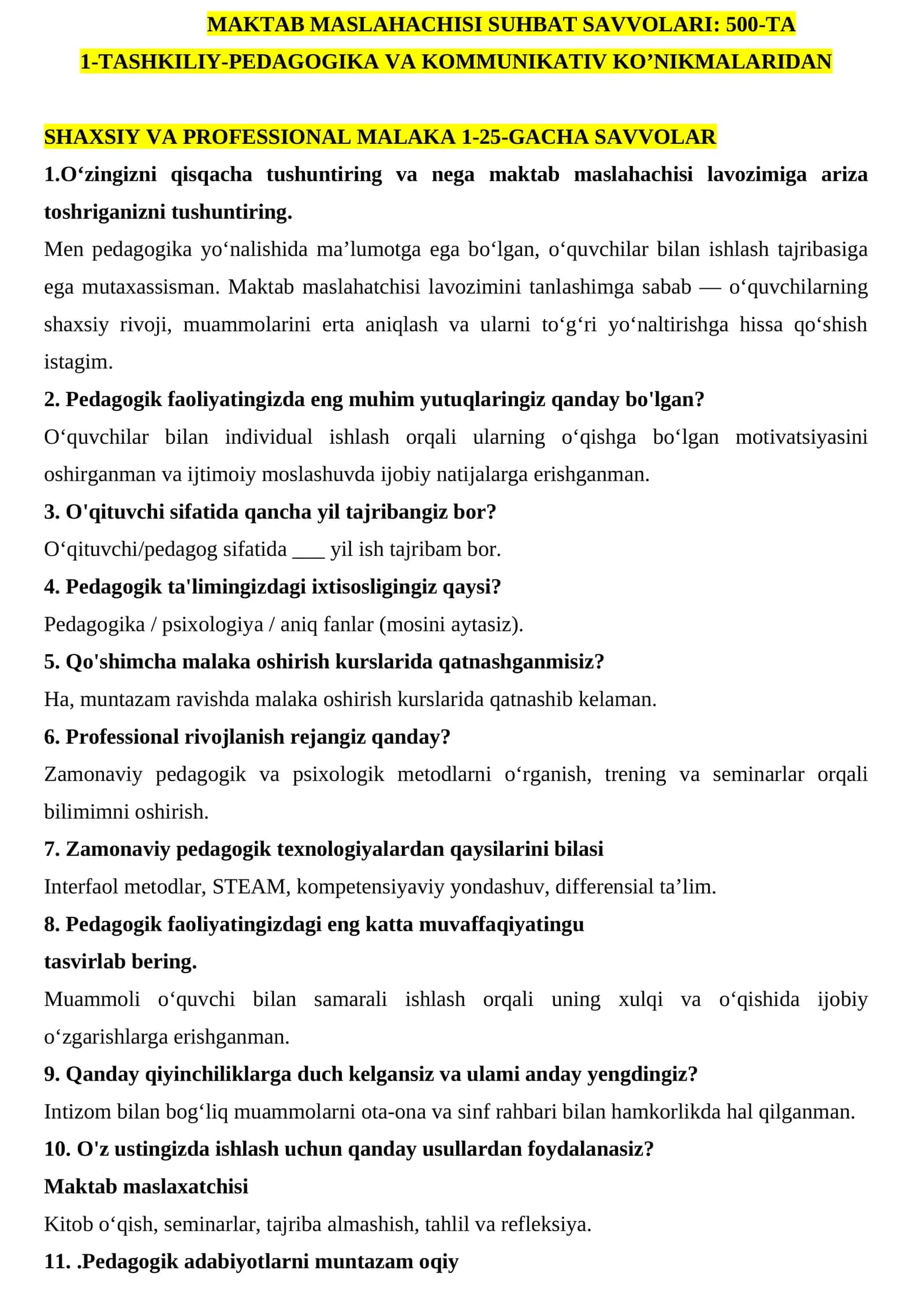 MAKTAB MASLAHACHISI SUHBAT SAVVOLARI 500 TA 1
