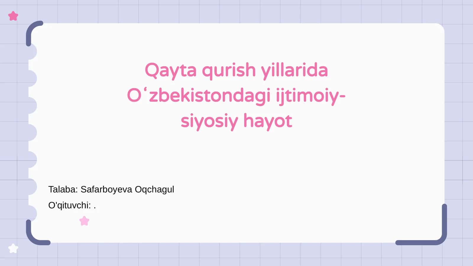 Qayta qurish yillarida Oʻzbekistondagi ijtimoiy-siyosiy hayot 1