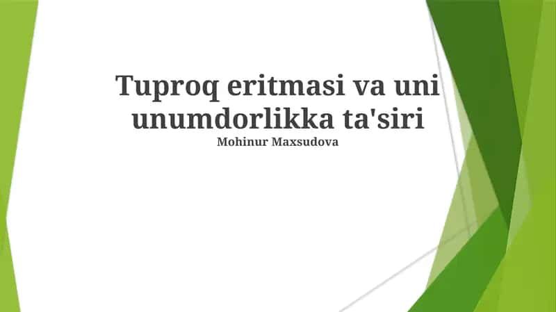 Tuproq eritmasi va uni unumdorlikka ta'siri 1