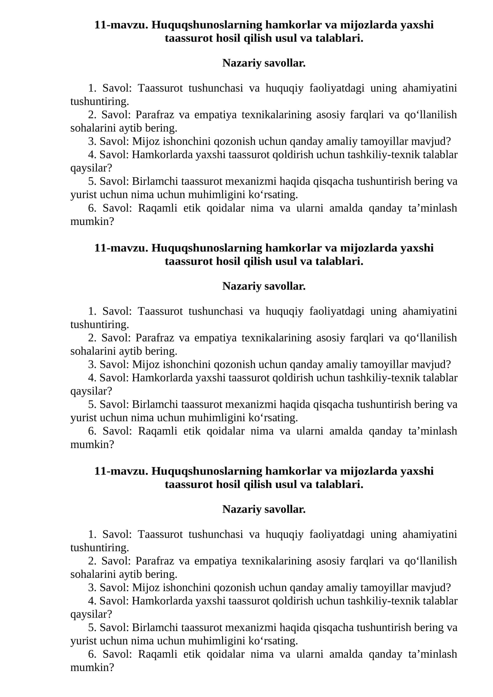 Huquqshunoslarning hamkorlar va mijozlarda yaxshi taassurot hosil qilish usul va talablari 1