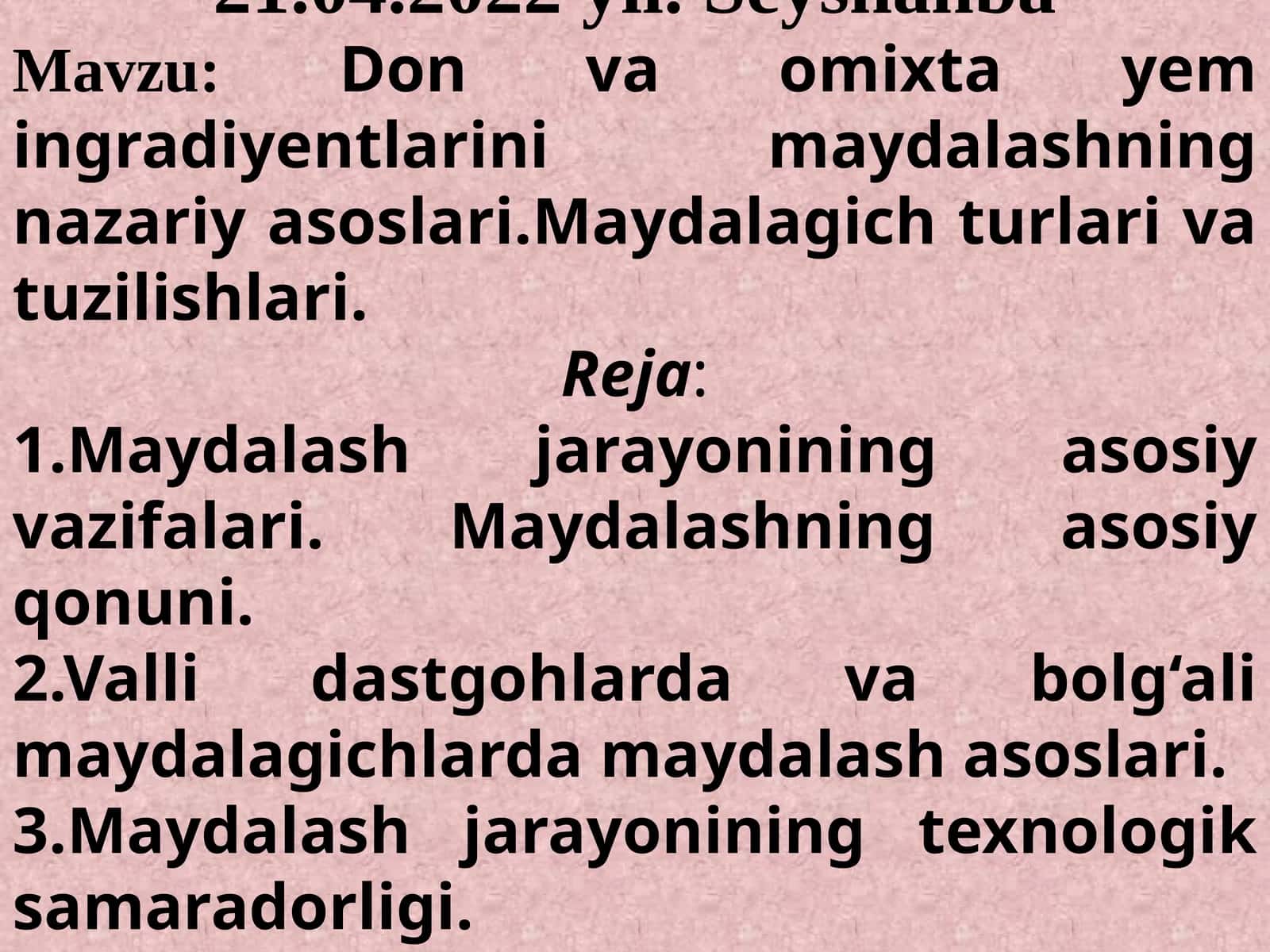 Maydalashning nazariy asoslari 1