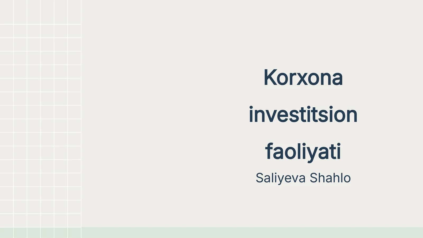 Korxona investitsion faoliyati 1