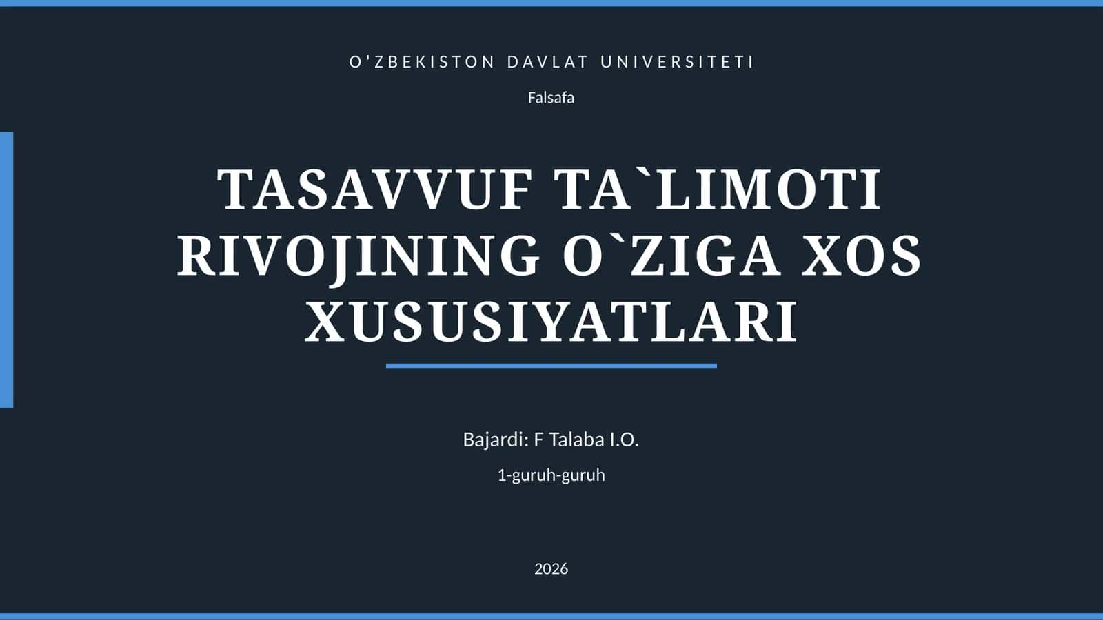 TASAVVUF TA`LIMOTI RIVOJINING O`ZIGA XOS XUSUSIYATLARI 1