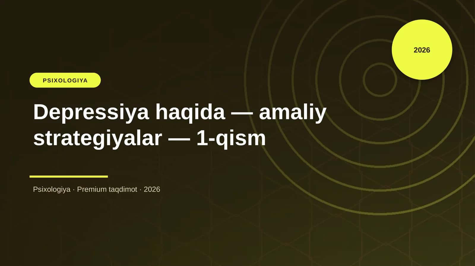 Depressiya haqida — amaliy strategiyalar — 1-qism 1