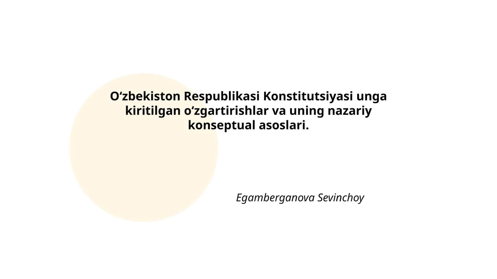 Oʻzbekiston Respublikasi Konstitutsiyasi unga kiritilgan oʻzgartirishlar va uning nazariy konseptual asoslari 1