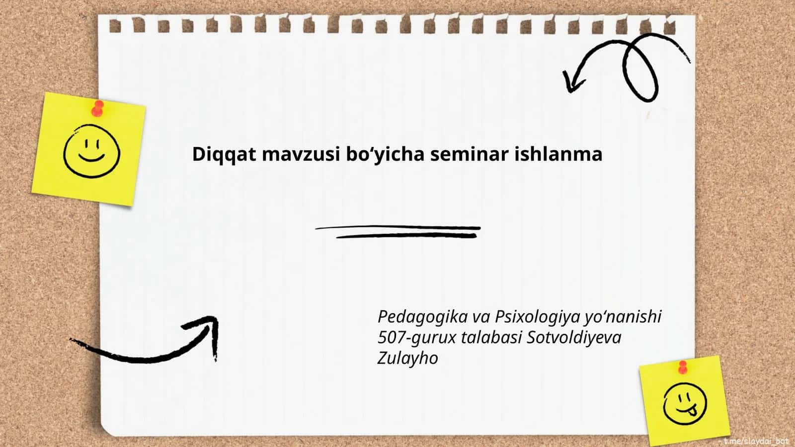 Diqqat mavzusi boʻyicha seminar ishlanma 1