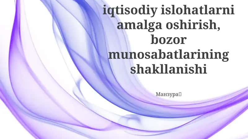 O'zbekistonda iqtisodiy islohatlarni amalga oshirish, bozor munosabatlarining shakllanishi 1