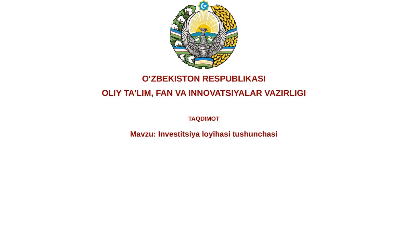Investitsiyaloyihasitushunchasi 1