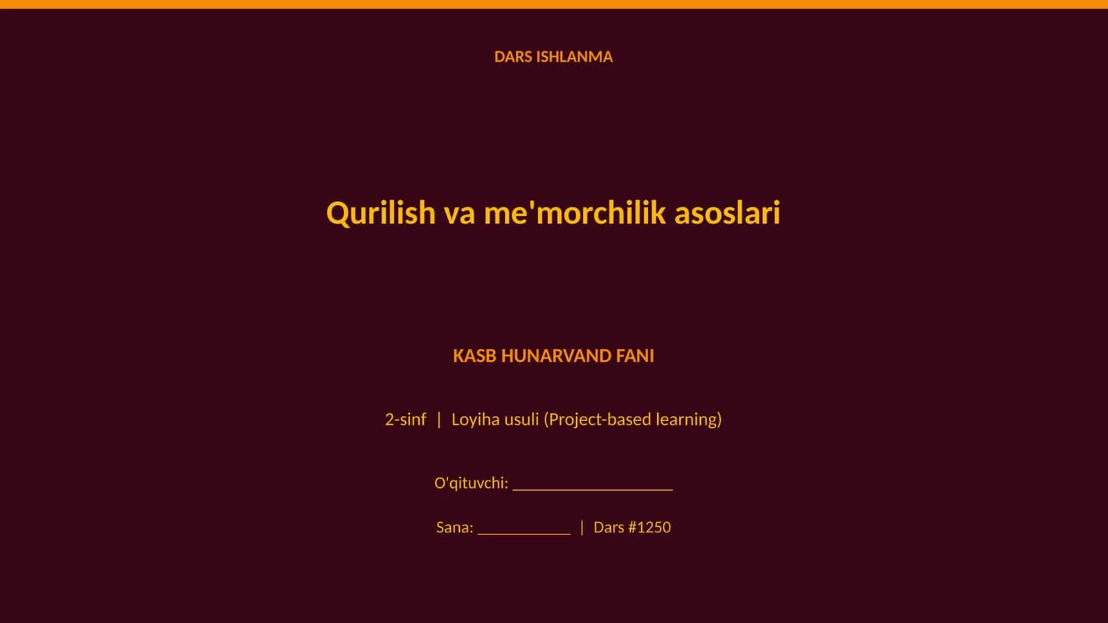 Qurilish va me'morchilik asoslari 1