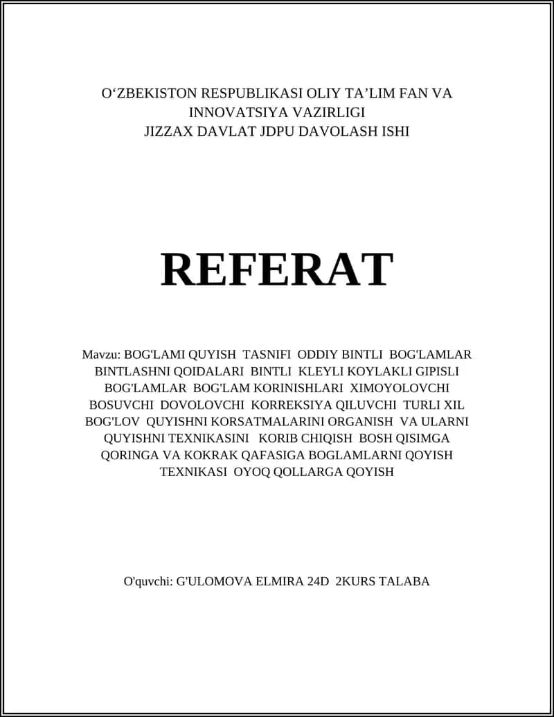 BOG'LAMI QUYISH TASNIFI 1