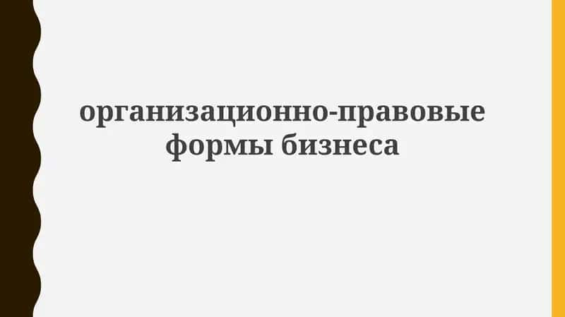 Организационно-правовые формы бизнеса 1