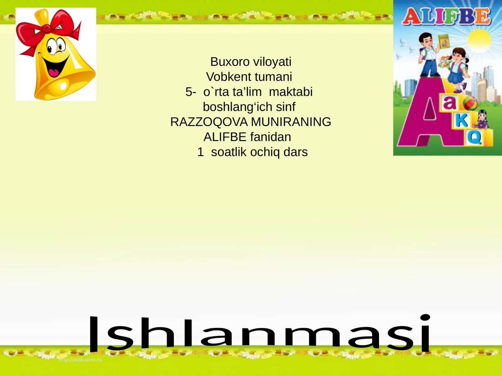 ALIFBE fanidan 1 soatlik ochiq dars Ishlanmasi 1