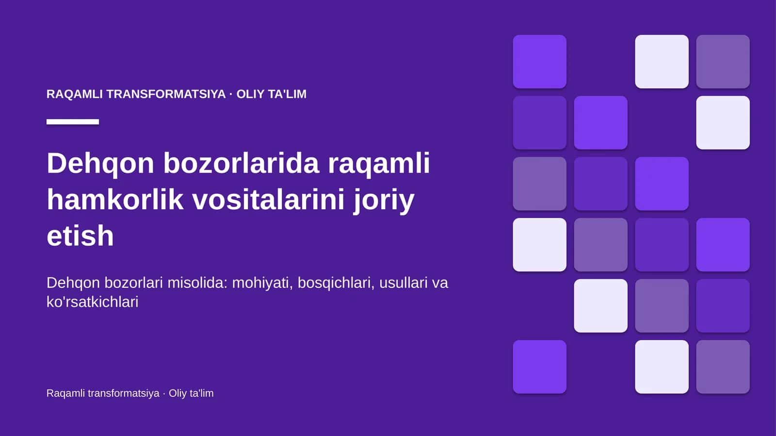 Raqamli TRANSFORMATSIYA · OLIY TA'LIM 1