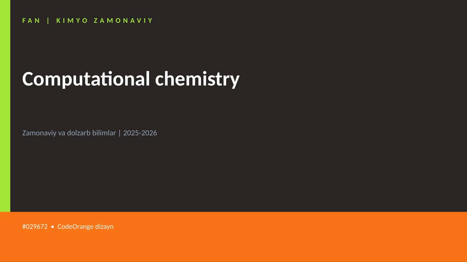 Computational chemistry 1