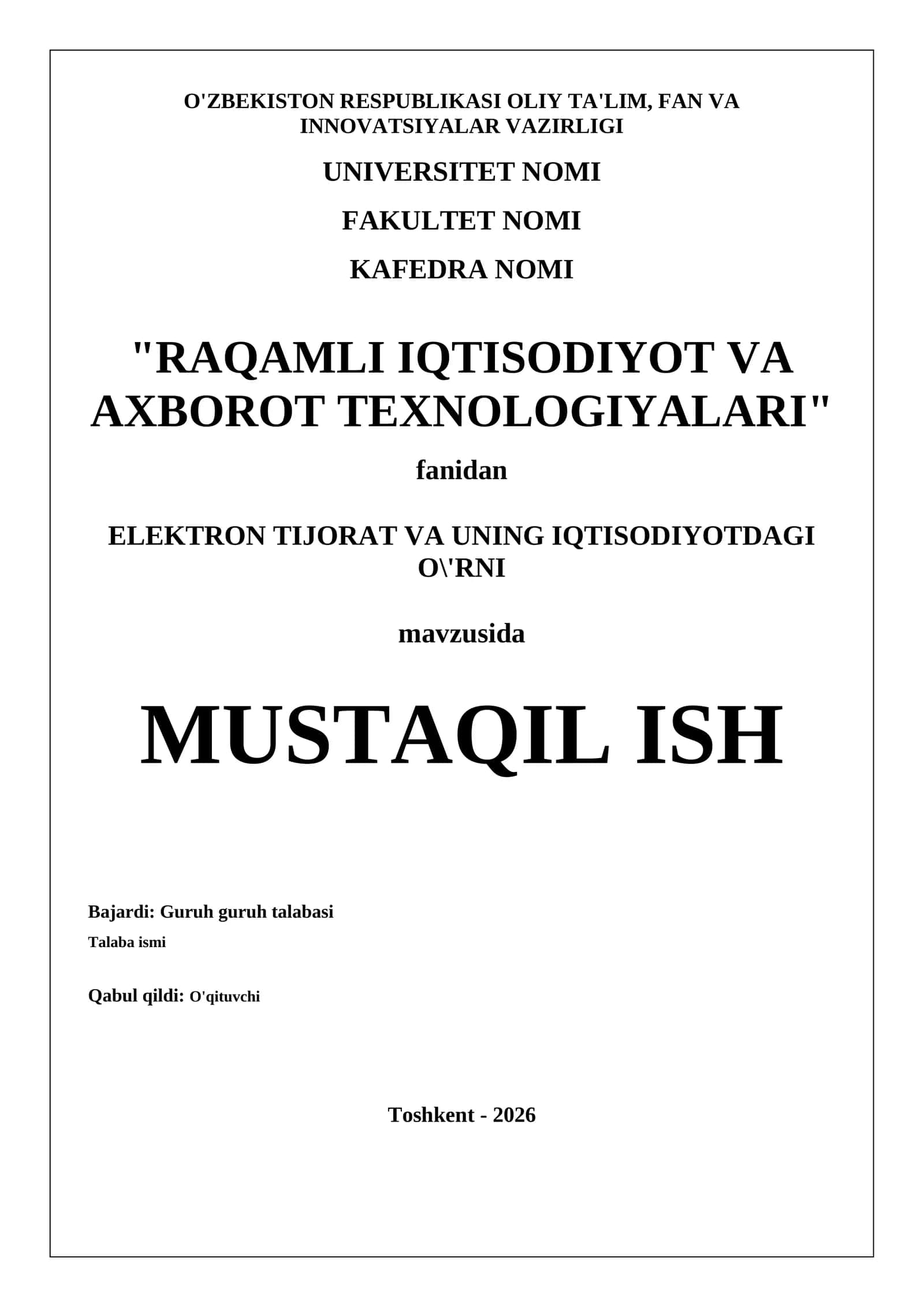 ELEKTRON TIJORAT VA UNING IQTISODIYOTDAGI O'RNI 1