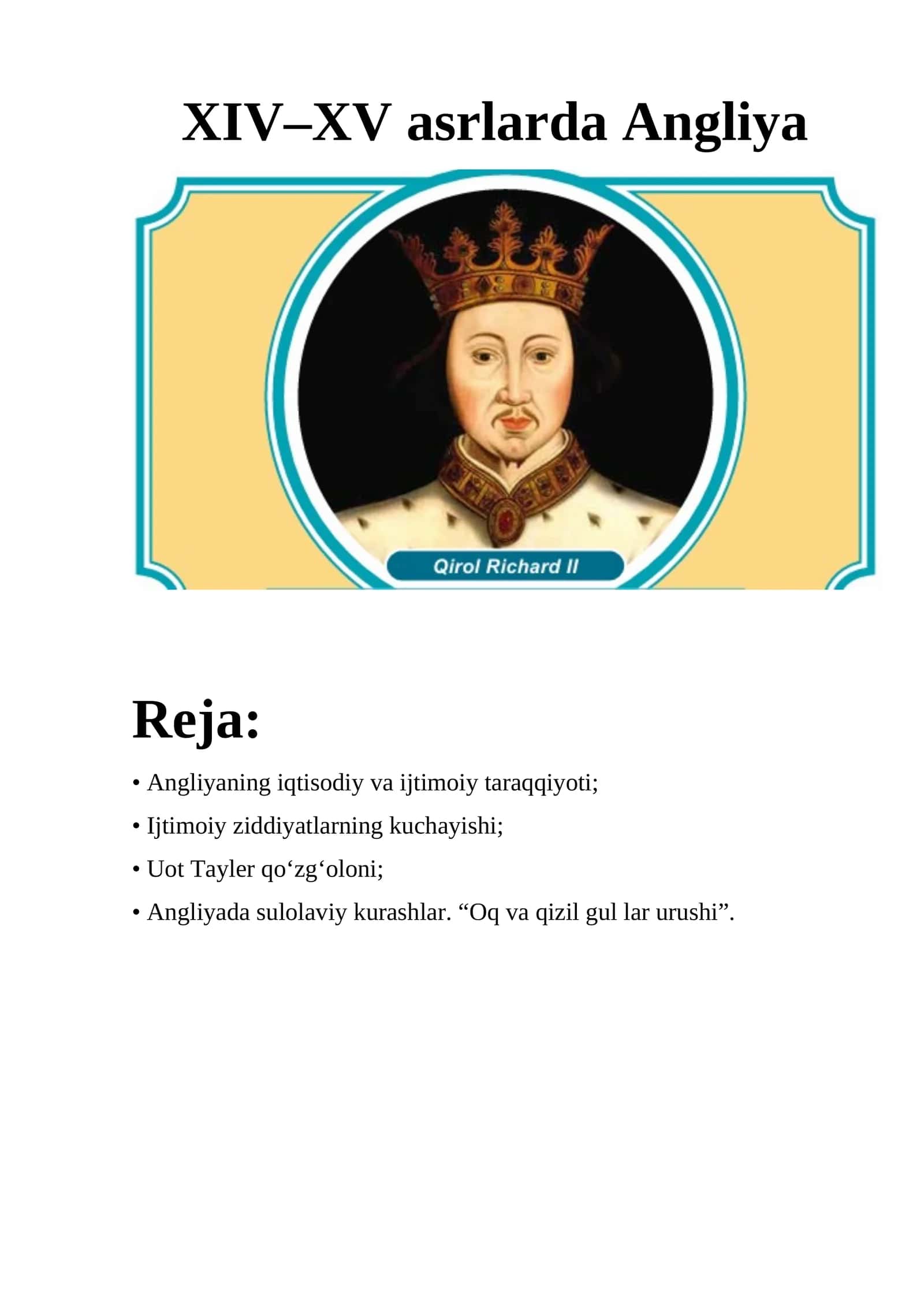 XIV–XV asrlarda Angliya 1