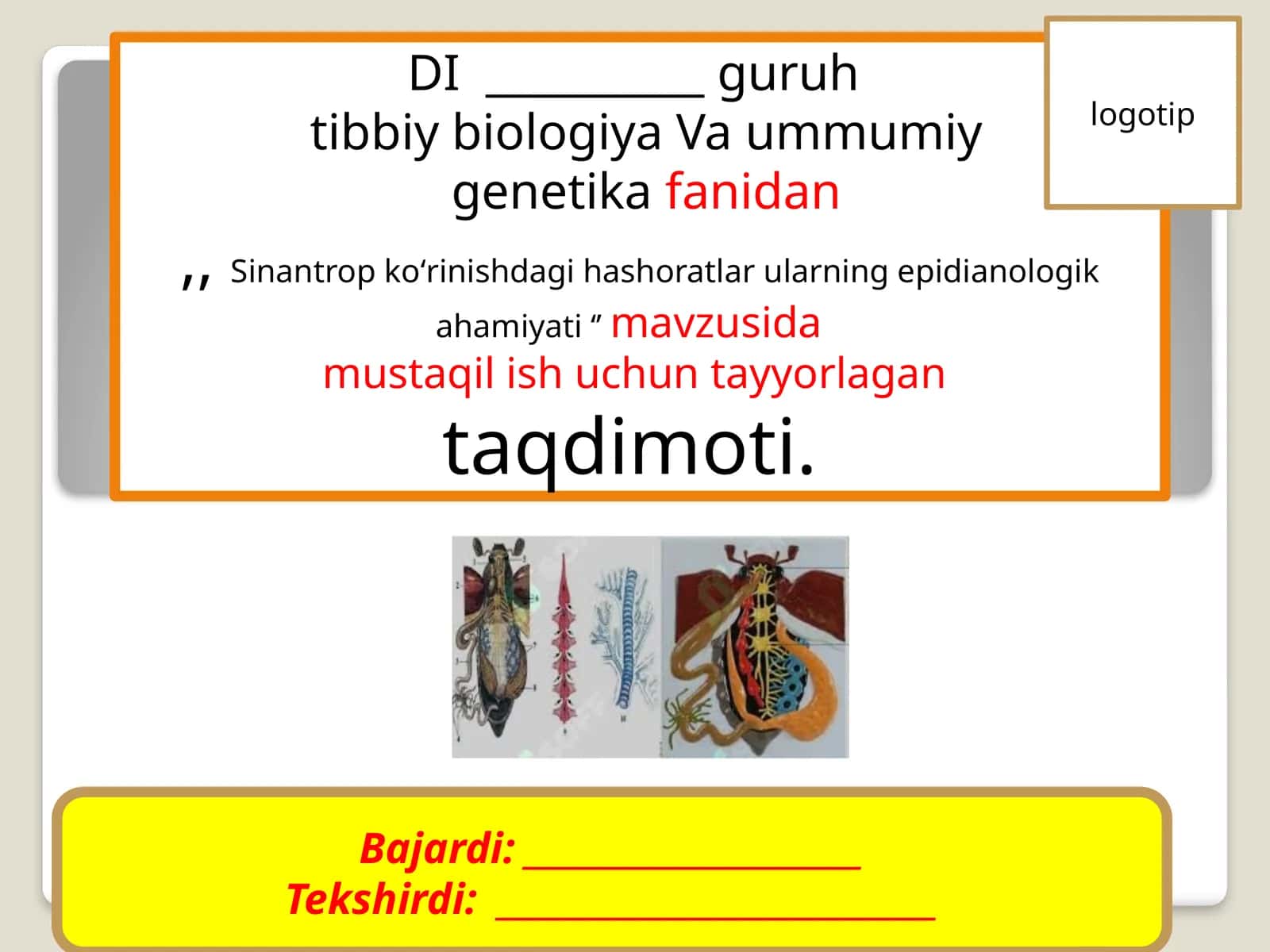 Sinantrop hashoratlar Oʻqituvchilar uchun 1