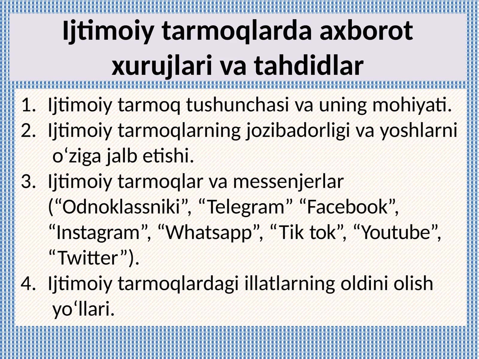 Ijtimoiytarmoqlarda axborot xurujlari va tahdidlar 1