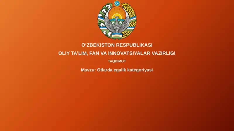 O'tloqlarda Egalik Kategoriyasi 1