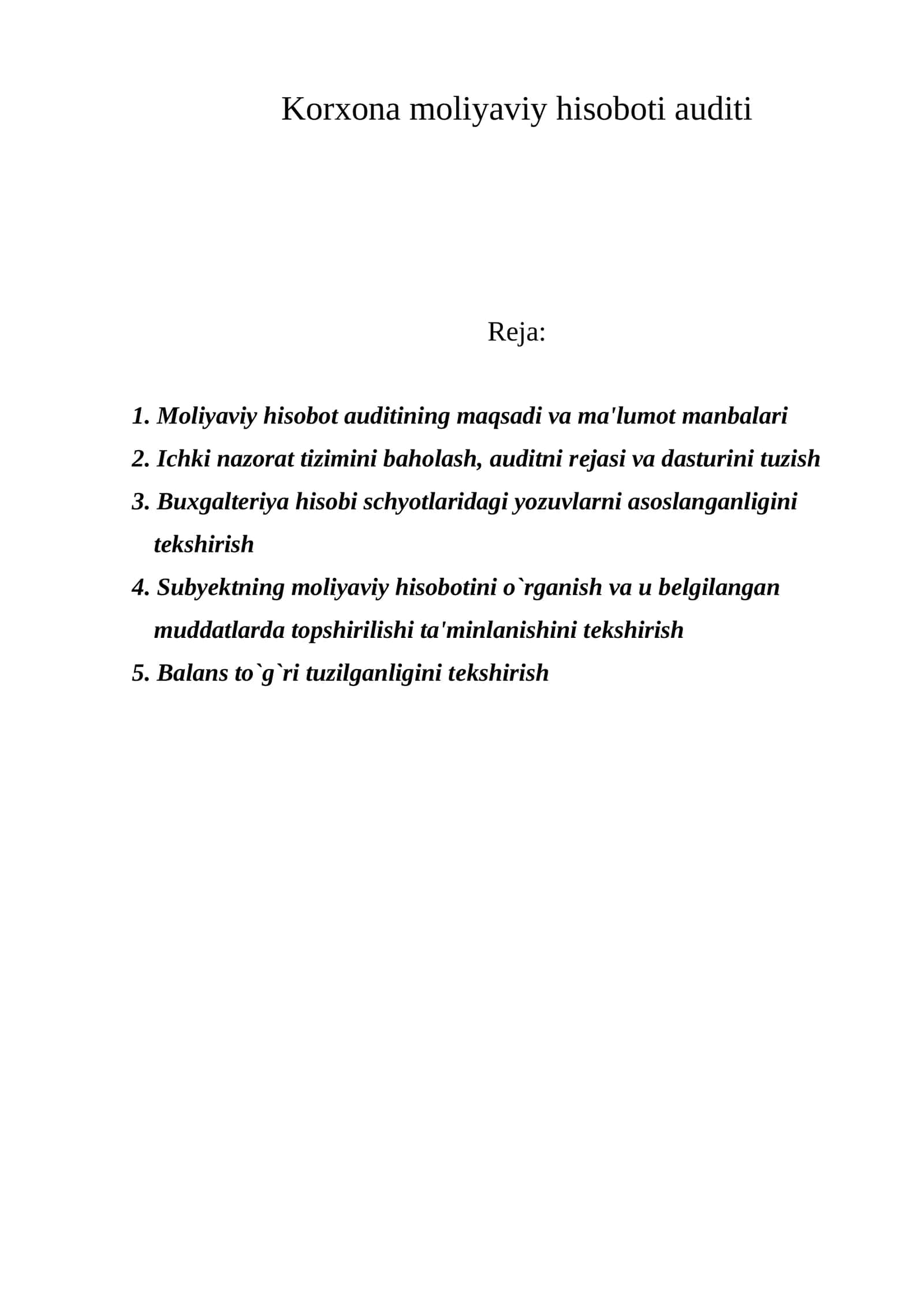 Korxona moliyaviy hisoboti auditi 1