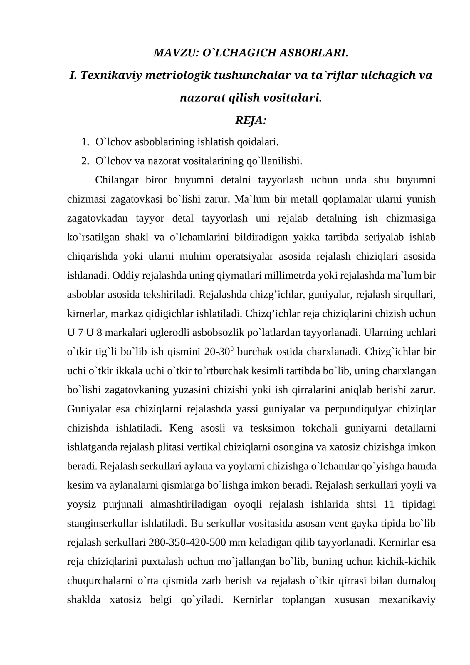 O`LCHAGICH ASBOBLARI 1