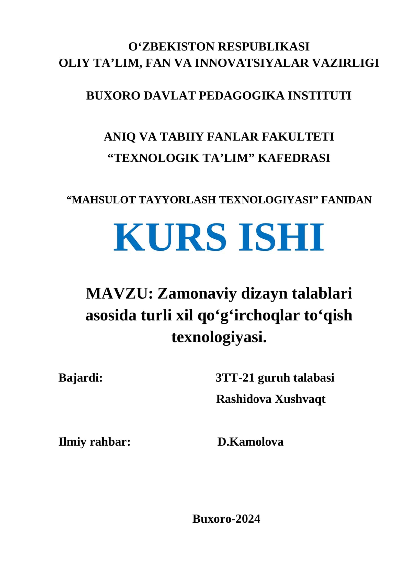 Zamonaviy dizayn talablari asosida turli xil qo‘g‘irchoqlar to‘qish texnologiyasi 1