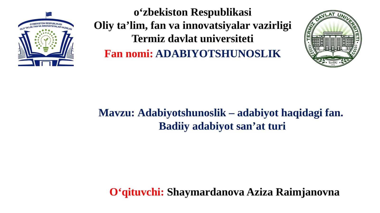 Adabiyotshunoslik–adabiyot haqidagi fan 1