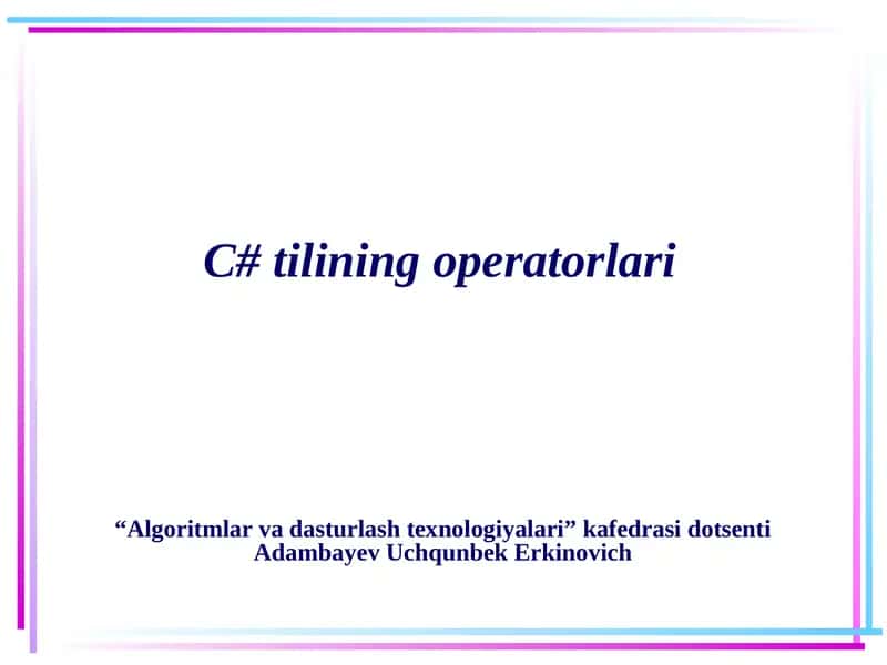 C# tilining operatorlari 1