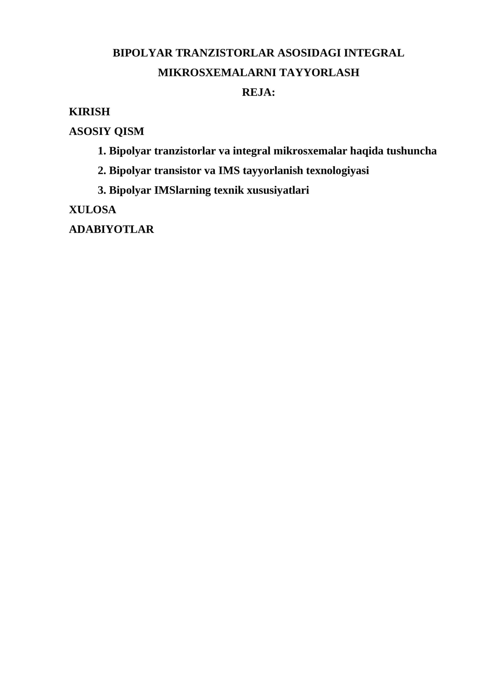 Bipolyar tranzistorlar asosidagi integral mikrosxemalarni tayyorlash 1