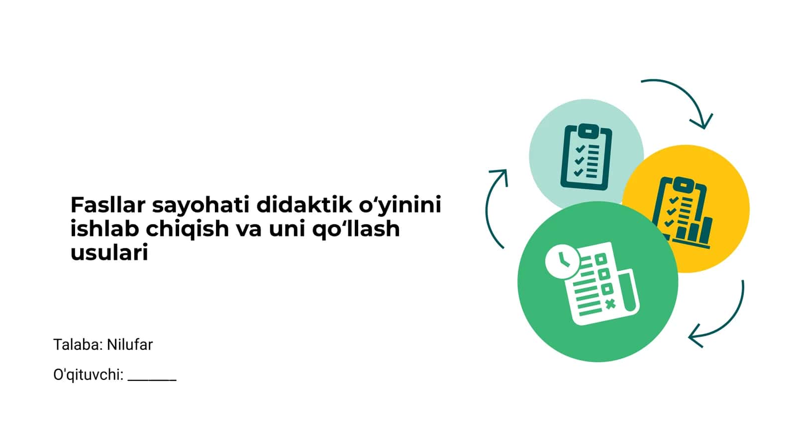Fasllar Sayohati Didaktik O'yini 1
