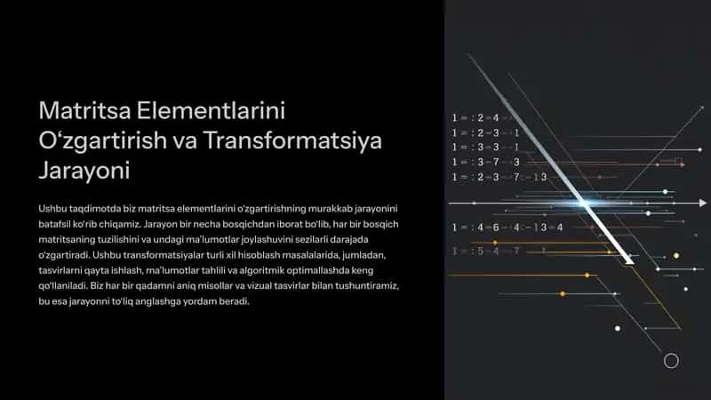Matritsa Elementlarini O‘zgartirish va Transformatsiya Jarayoni 1