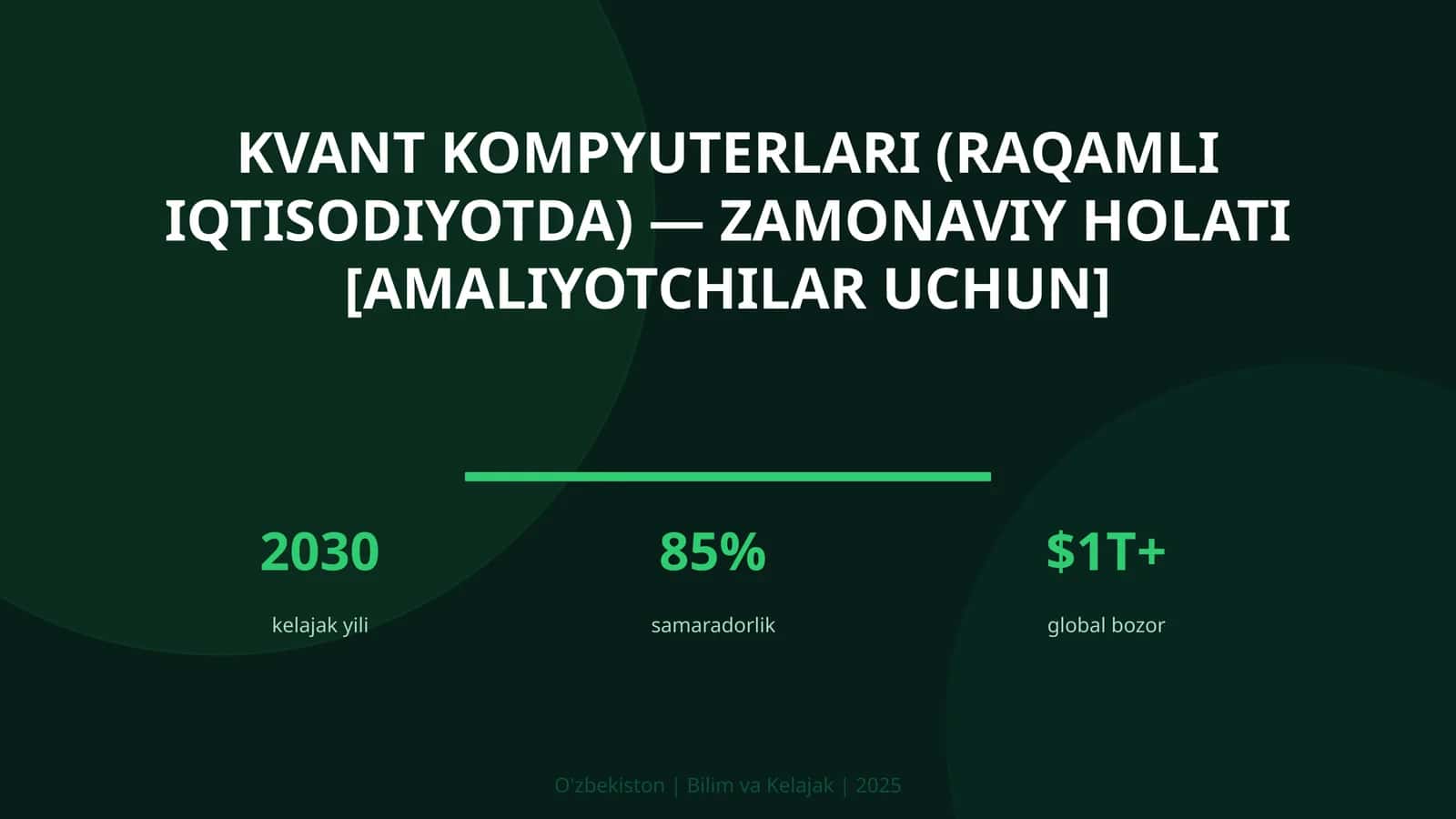 Kvant kompyuterlari (raqamli iqtisodiyotda) — zamonaviy holati [amaliyotchilar uchun] 1