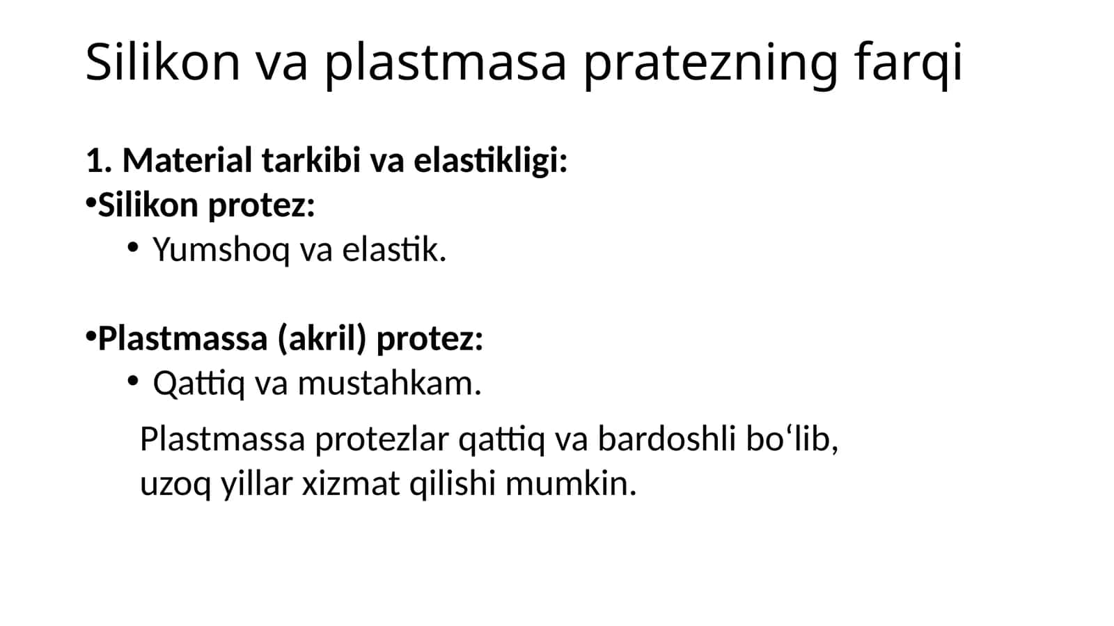 Silikon va plastmasa pratezning farqi 1