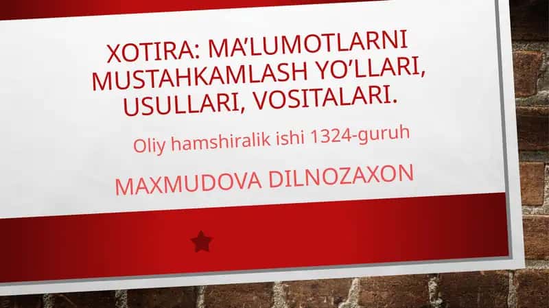 Xotira-psixikjarayon 1