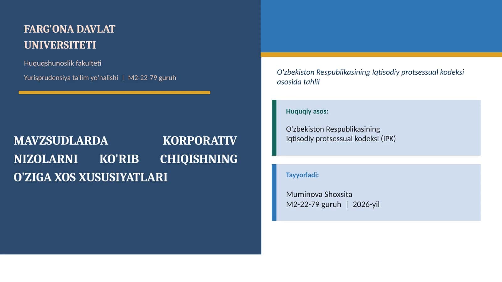 SUDLARDA KORPORATIV NIZOLARNI KO'RIB CHIQISHNING O'ZIGA XOS XUSUSIYATLARI 1