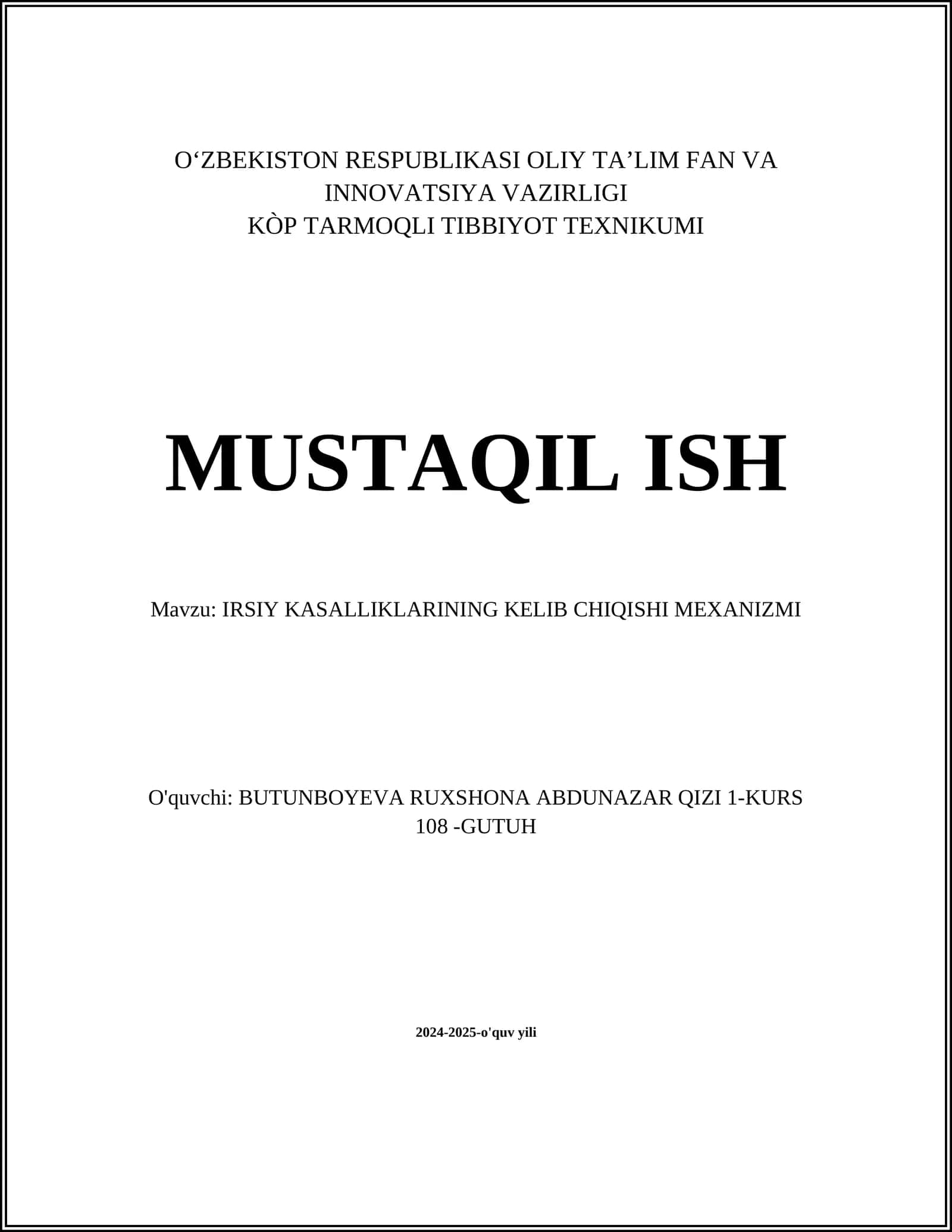 IRSIY KASALLIKLARINING KELIB CHIQISHI MEXANIZMI 1
