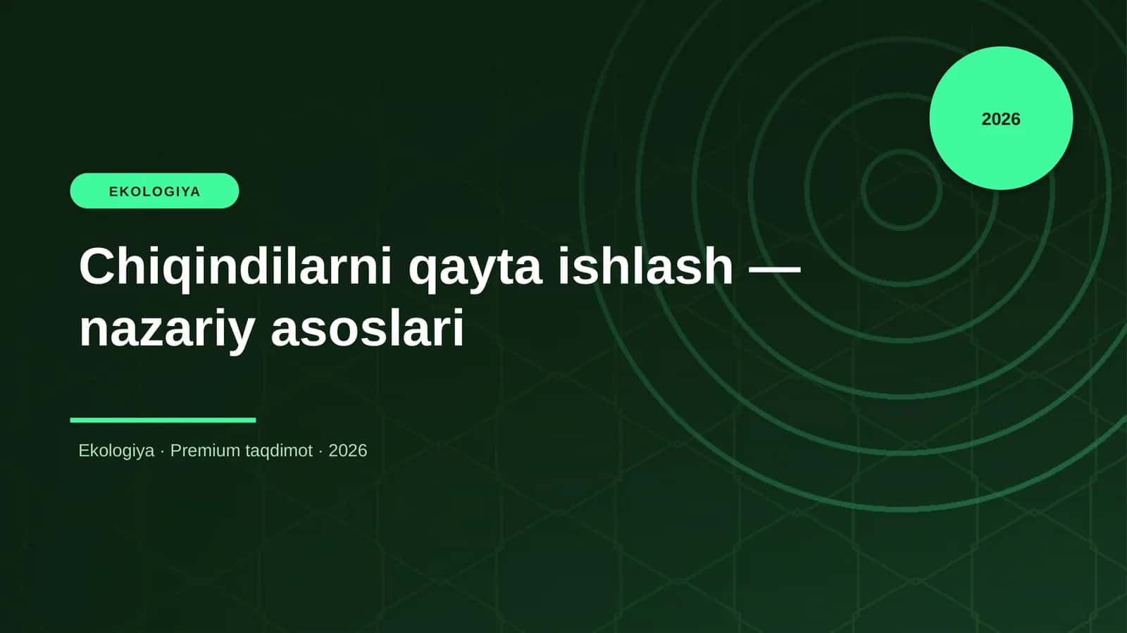 Chiqindilarni qayta ishlash — nazariy asoslari 1