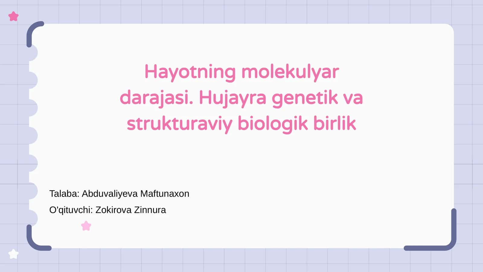 Hayotning molekulyar darajasi 1