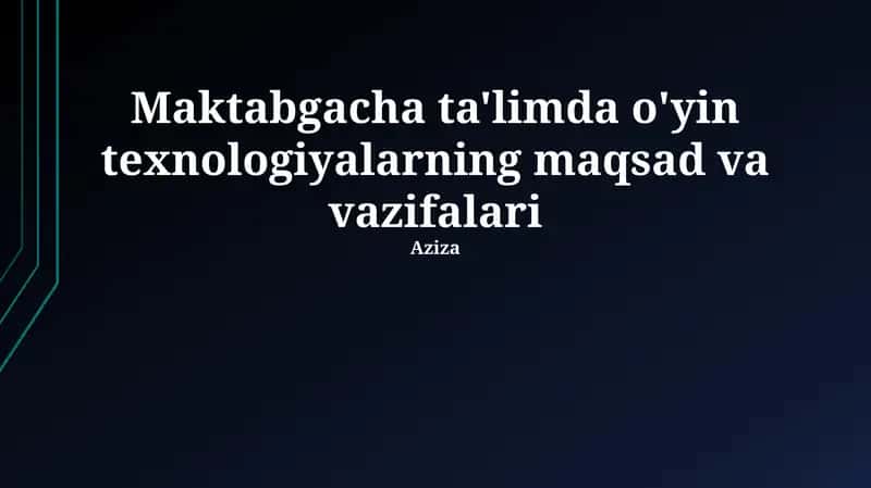 O'yin Texnologiyalarining Maktabgacha Ta'limdagi Maqsadlari 1