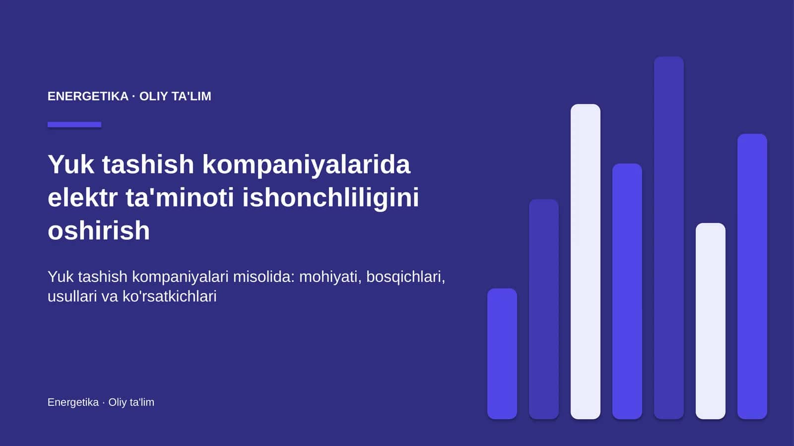 Yuk tashish kompaniyalarida elektr ta'minoti ishonchliligini oshirish 1