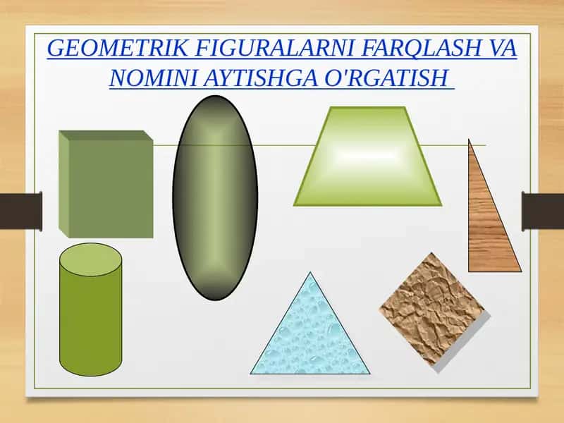 Geometrik figuralarni farqlash va nomini aytishga o'rgatish 1