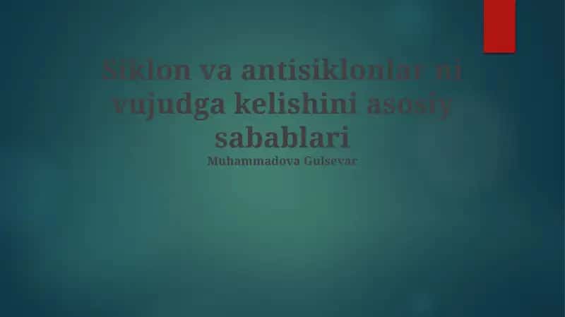 Antisiklonlar va Sirkonlar 1